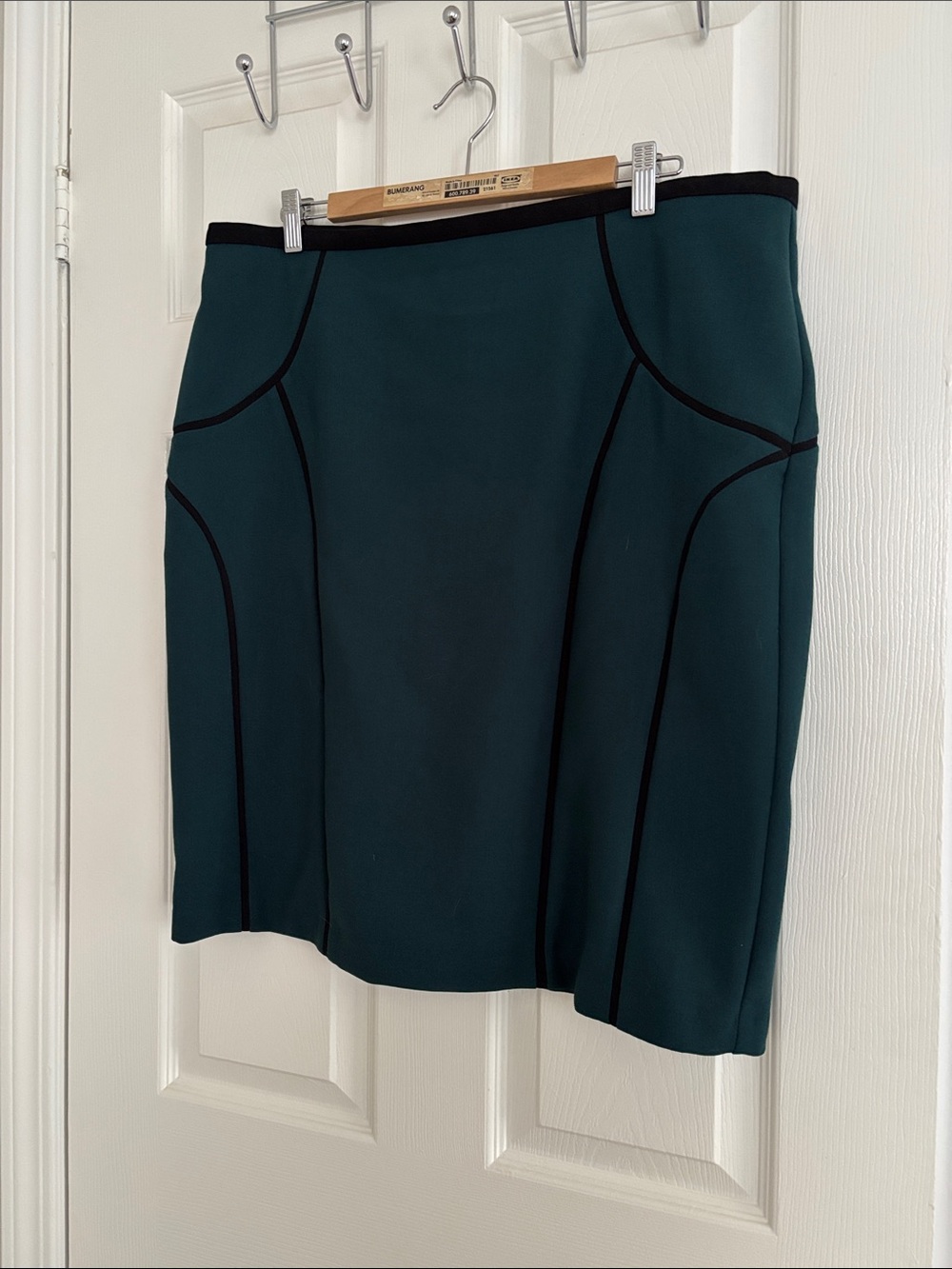 Women's Teal Pencil Skirt with Contrast Piping